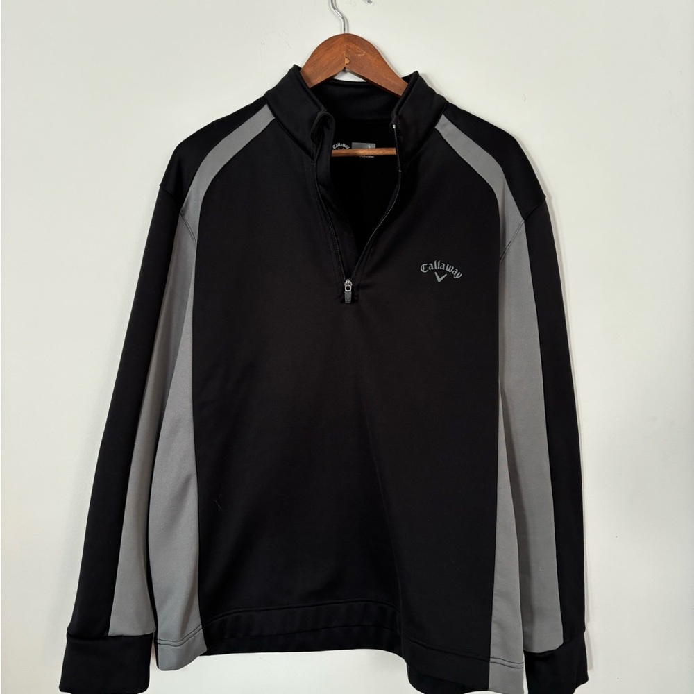 Callaway Men’s Black 1/4 Zip Sweater Gray black Size Large golf shirt sweater